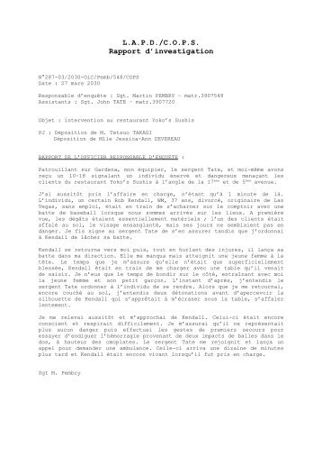 LAPD/COPS Rapport d'investigation - Free