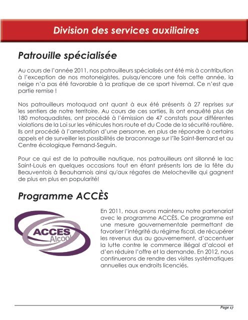 Rapport annuel 2011 - Ville de Châteauguay