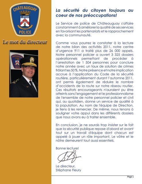 Rapport annuel 2011 - Ville de Châteauguay