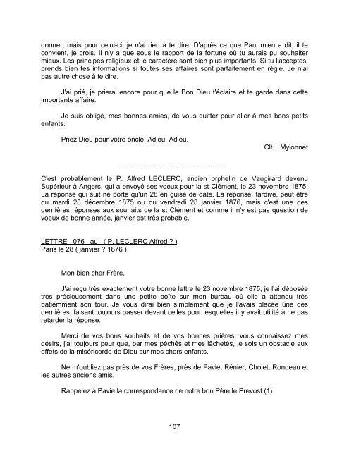 Lettres de Clément Myionnet