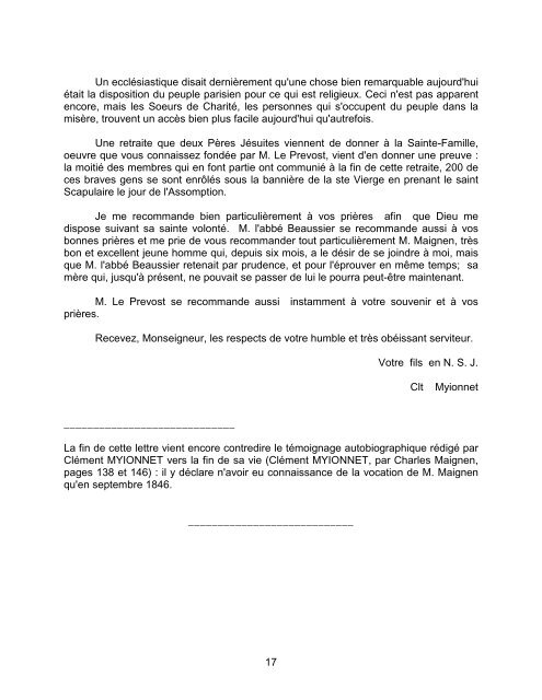 Lettres de Clément Myionnet