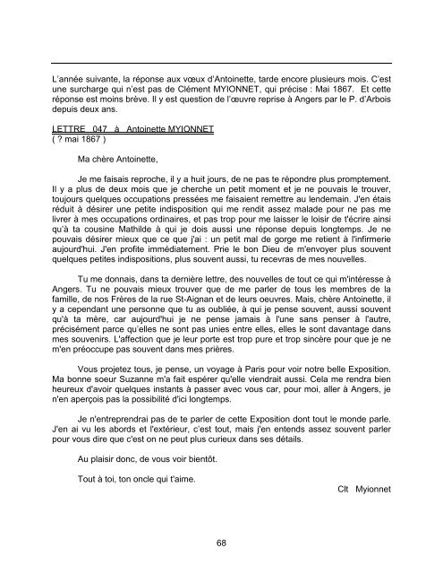 Lettres de Clément Myionnet