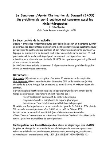 Le Syndrome d'Apnée Obstructive du Sommeil (SAOS) - ahrek