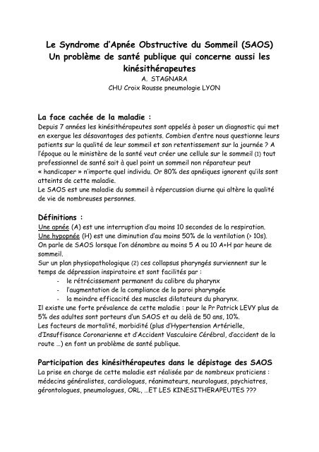 Le Syndrome d'Apnée Obstructive du Sommeil (SAOS) - ahrek