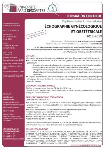 DIU Echographie gynécologique et obstétricale 2012-2013 V2.indd