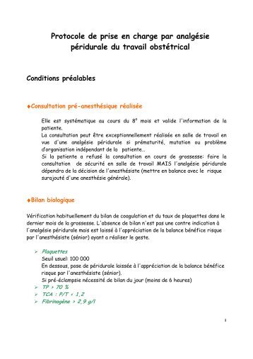 Protocoles en anesthésie obstétrique rédigés ... - CHU - Montpellier