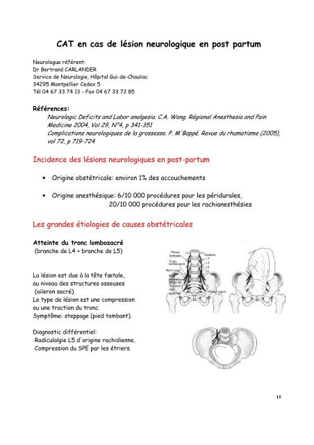 Protocoles en anesthésie obstétrique rédigés ... - CHU - Montpellier