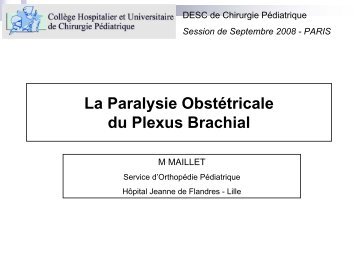 Paralysie obstétricale du plexus brachial - ClubOrtho.fr
