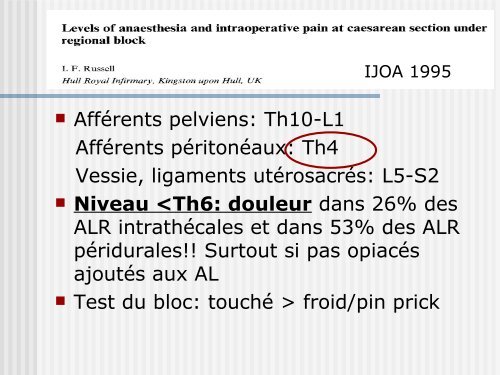 « Update » en Anesthésie-Analgésie Obstétricale - EIUA