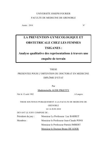 LA PREVENTION GYNECOLOGIQUE ET OBSTETRICALE CHEZ ...