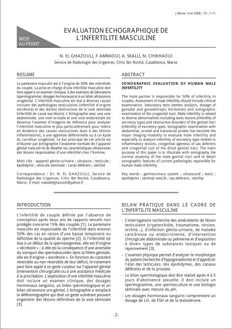 evaluation echographique de l'infertilite masculine - Lazraq info