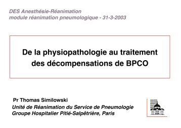 De la physiopathologie au traitement des décompensations de BPCO