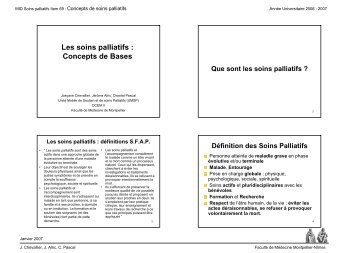 Les soins palliatifs : Concepts de Bases - Faculté de médecine de ...