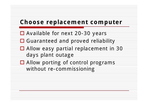 Obsolescence Management of Station Control Computers at ... - IAEA