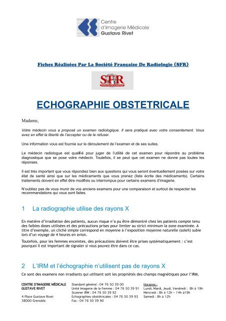 IGR Fiche Echographie obstétricale - Centre de radiologie CIMG à ...