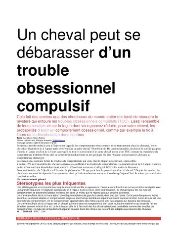 Un cheval peut se débarasser d'un trouble obsessionnel compulsif