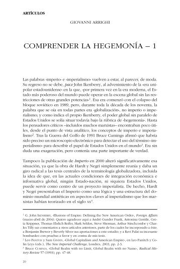 Giovanni Arrighi: Comprender la hegemonía—1 - New Left Review