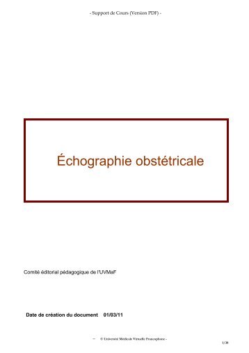 Échographie obstétricale - Université Virtuelle Paris 5
