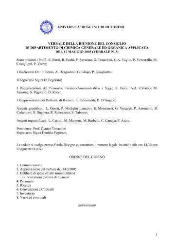 universita' degli studi di torino verbale della riunione del consiglio di ...