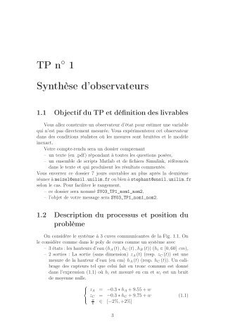 TP n 1 Synthèse d'observateurs