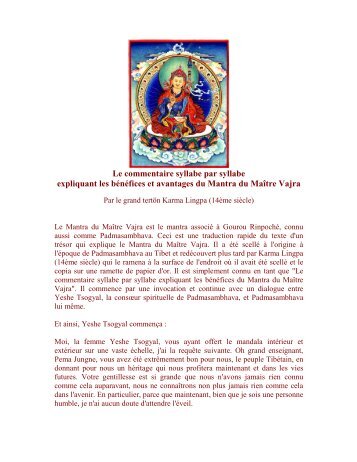 Les bénéfices et avantages du Mantra du Maître Vajra - Sangha Rimé
