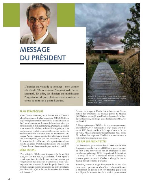 Rapport annuel 2012-2013 - Ordre des architectes du Québec