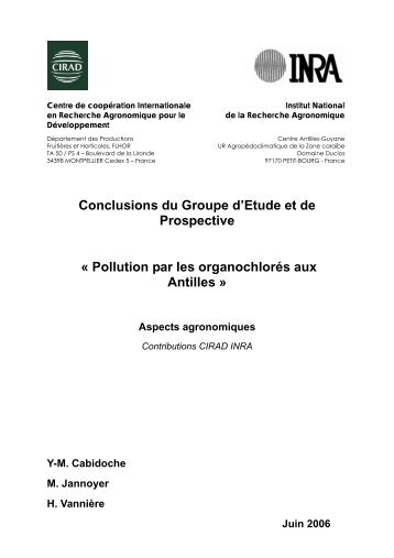 Pollution par les organochlorés aux Antilles - Observatoire des ...