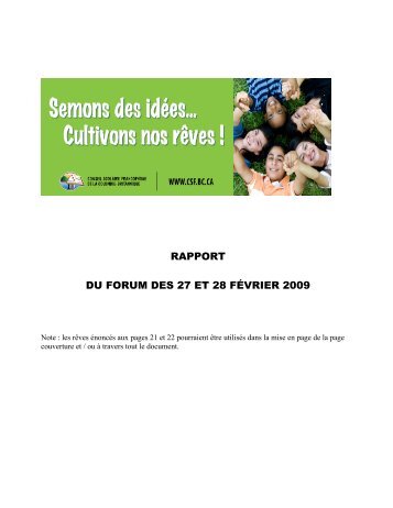 Rapport du Forum - Conseil Scolaire Francophone