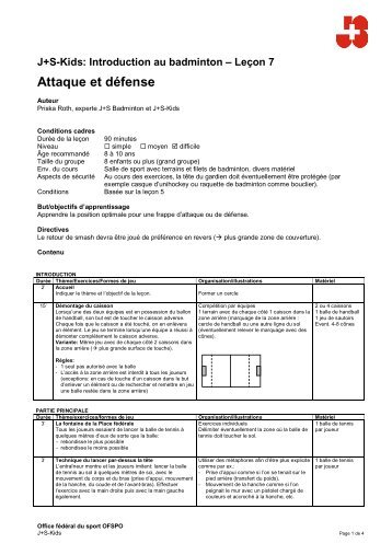 J+S-Kids – Document de base Badminton - mobilesport.ch