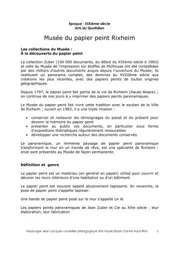 fiche pratique Musée Papier Peint Rixheim - CRDP de l'Académie ...