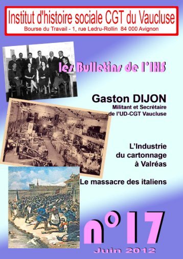 Les souvenirs de Gaston Dijon - UD CGT VAUCLUSE