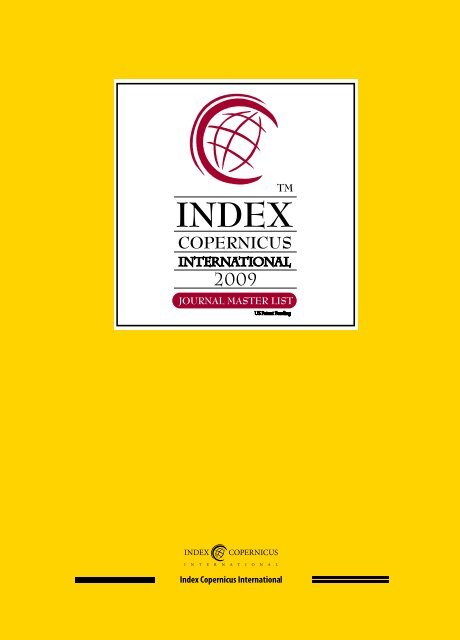 IC Journals Master List 2009 - Copernicus - Index Copernicus