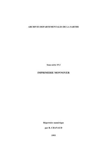 IMPRIMERIE MONNOYER - Archives départementales - Sarthe