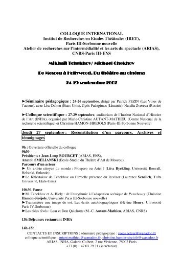 Programme - Institut National d'Histoire de l'Art