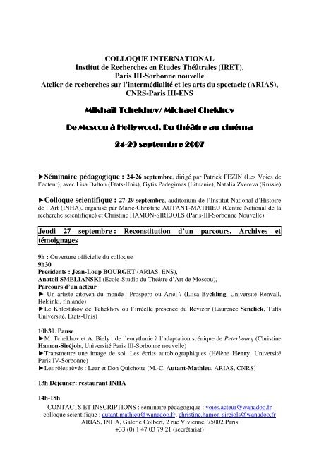 Programme - Institut National d'Histoire de l'Art
