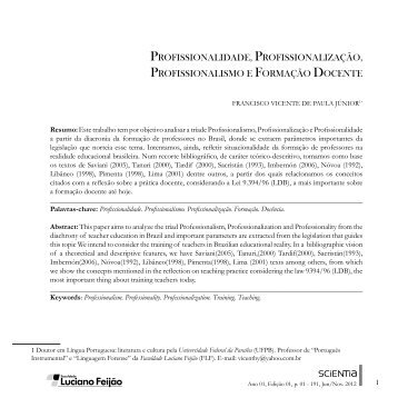 profissionalidade, profissionalização, profissionalismo e formação ...