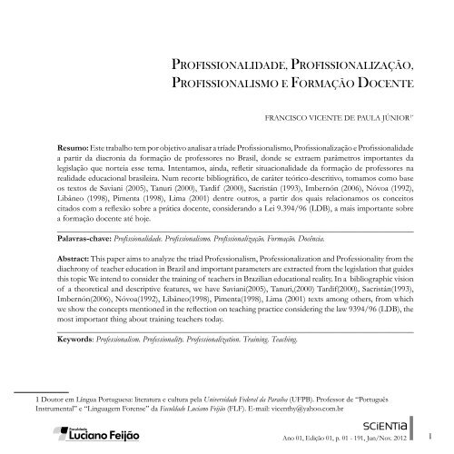 profissionalidade, profissionalização, profissionalismo e formação ...