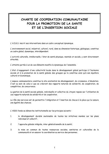 CHARTE DE COOPERATION COMUNAUTAIRE POUR LA ... - AIGS