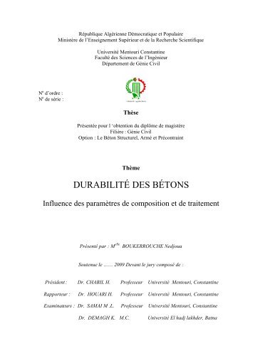 DURABILITÉ DES BÉTONS