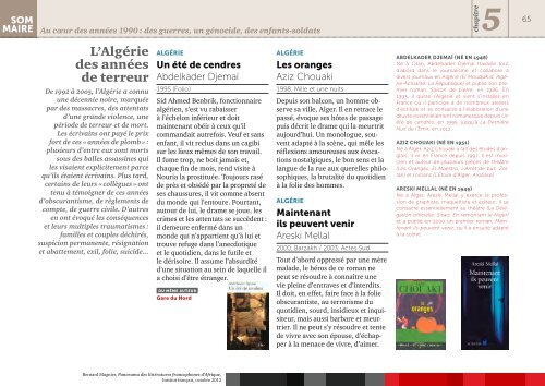 Panorama des littératures francophones d'Afrique - Association ...