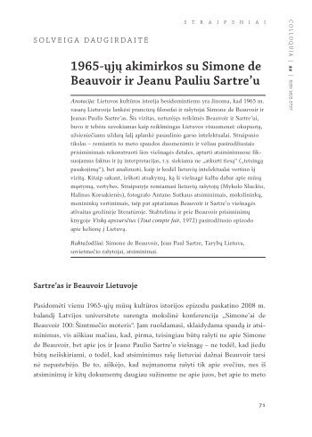 1965-ųjų akimirkos su Simone de Beauvoir ir Jeanu Pauliu Sartre'u