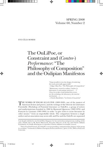 The OuLiPoe, or Constraint and (Contre-) Performance: “The ...