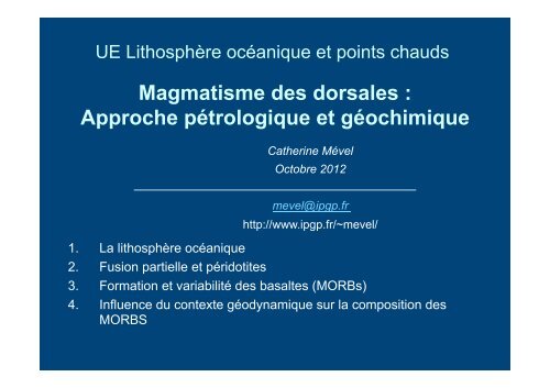 2 – Fusion partielle et péridotites