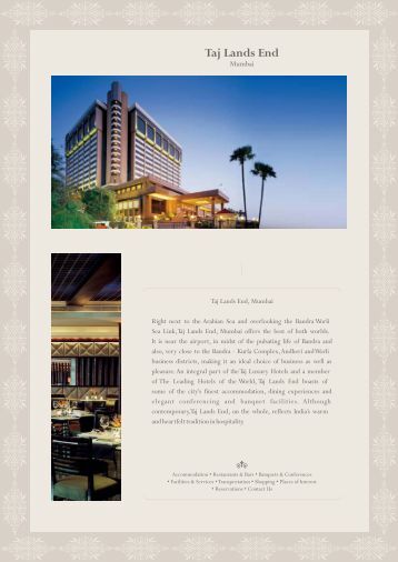 of sheet hotel taj fact La Hotels Taj  of Menu.ai Group Patisserie  TMPT