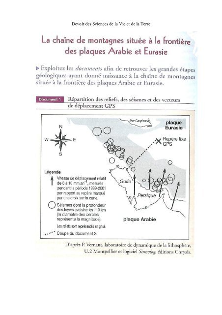 Devoir des Sciences de la Vie et de la Terre - SVT en Terminale S