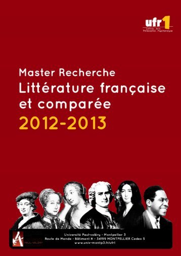 Fascicule Master Littératures française et comparée 2012-2013