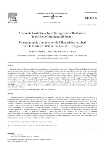 Ammonite biostratigraphy of the uppermost Hauterivian in the Betic ...