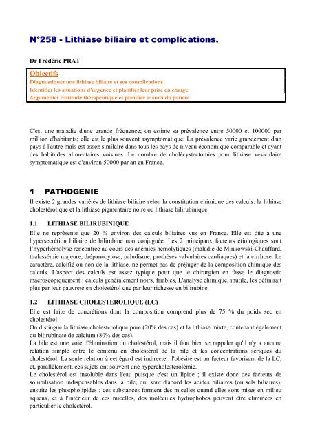 N°258 - Lithiase biliaire et complications. - Free