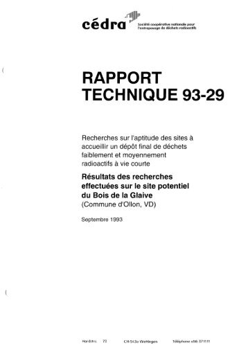 RAPPORT TECHNIQUE 93-29 - Nagra