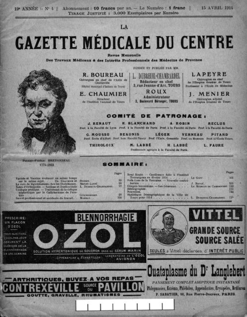 La Gazette médicale du Centre - Université François Rabelais